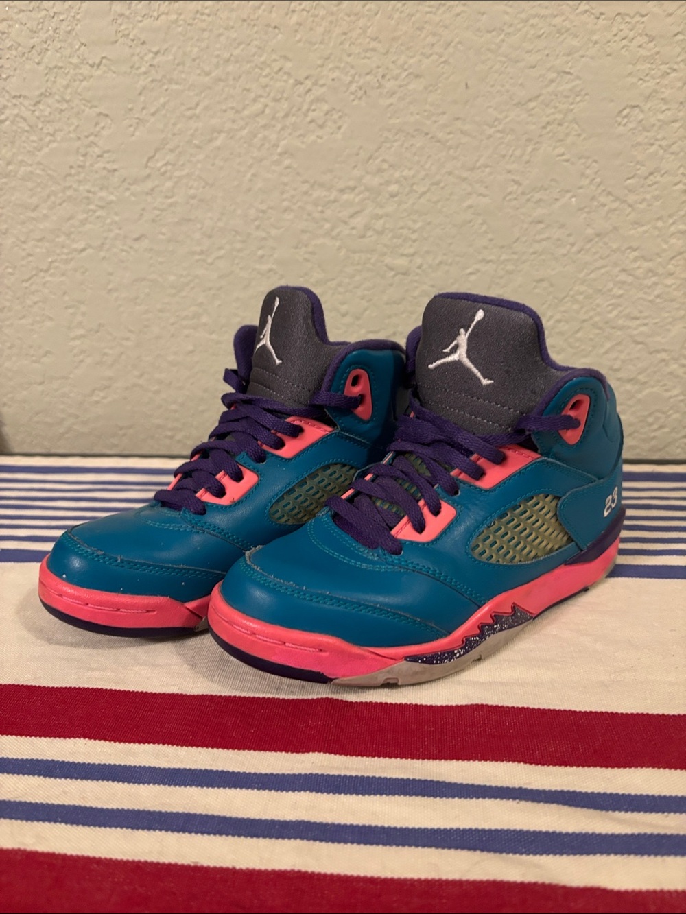 Jordan Kids Teal, Pink & Purple High-Top Sneakers